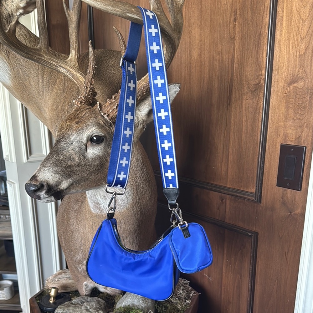 Blue Crossbody Bag with Pouch